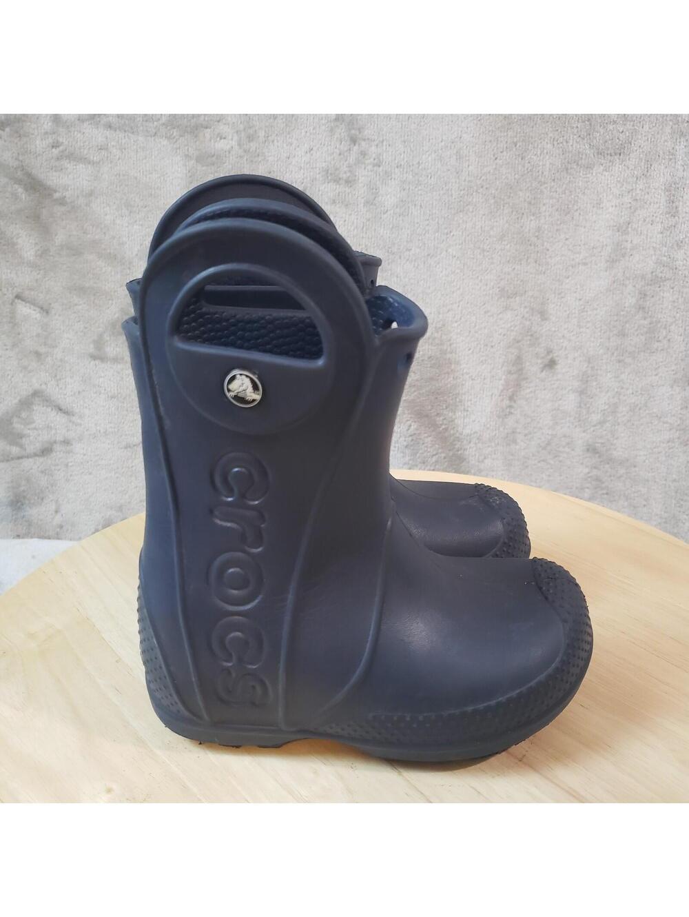 Crocs 12803 Unisex Kids Blue Rubber Pull-On Ankle Rain Boots US 8 (C8) - Picture 3 of 7